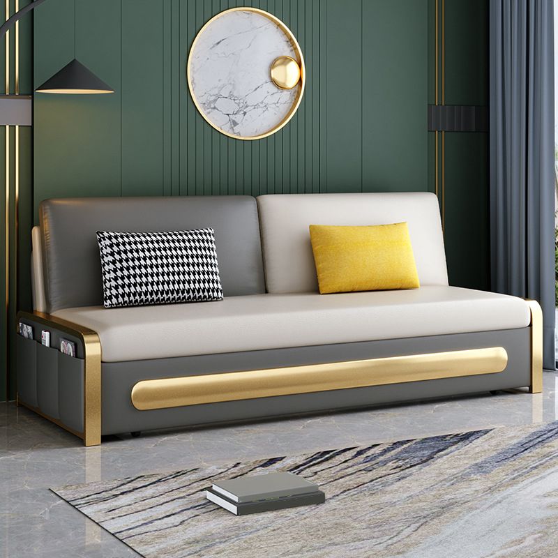 Gray Faux leather Sleeper Sofa 33.46" Wide Sofa Bed with Detachable Mattress Clearhalo 'furn' 'furn_futons' 'Furniture' 'Futons & Daybeds' 'Futons' 'Living Room Furniture' 1200x1200_e6d13c8d-0c51-4c96-8437-fdeb278442e8