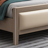 84.65 inch Wide Victorian Wingback Bed Rubberwood Bed with Upholstered Headboard