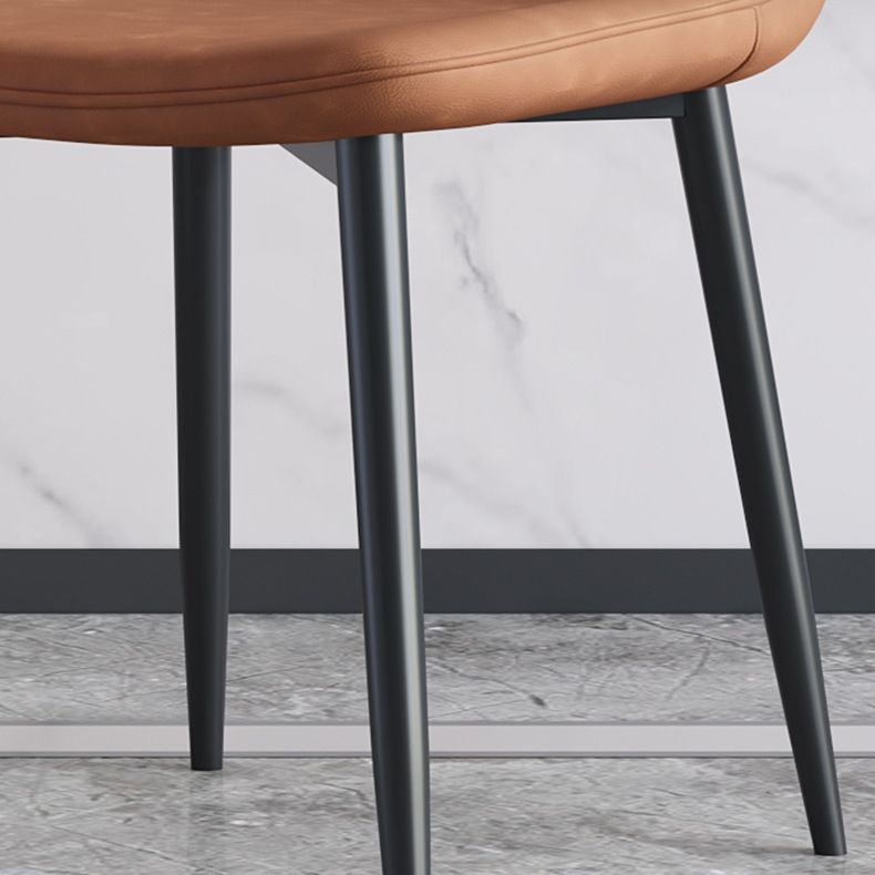 Modern Style Metal Dining Chair Armless PU Leather Side Chair for Home Use