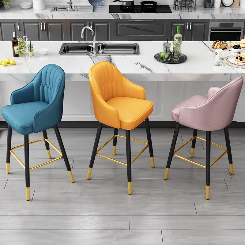 Contemporary Metal Kitchen Dining Room Arm Stool Low Back Bar Stool Clearhalo 'Bar Furniture' 'Bar Stools' 'bar_stools' 'Furniture' 'furniture_bar_stools' 'Kitchen & Dining Furniture' 1200x1200_e6d4bae1-ba2c-4afd-a9c8-e843ada2fbdc