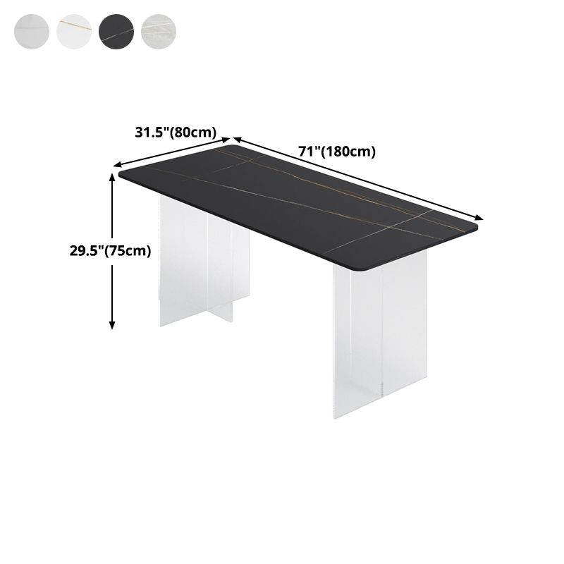 Sintered Stone Dining Table Modern Rectangle Table with Acrylic Base for Kitchen Clearhalo ' dining_table' 'Dining Tables & Seating' 'Dining Tables' 'furn' 'furn_dining_table' 'Furniture' 'furniture_dining_table' 'Kitchen & Dining Furniture' 'kitchen&dining_furn' 'kitchen' 'kitchen_dining_table' 1200x1200_e6d5e01b-46eb-4199-a791-a15cb762c1c1