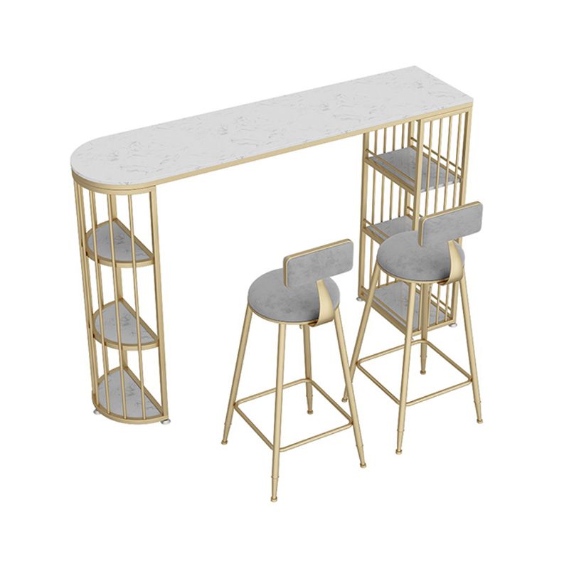 1/2/3 Pieces Glam Iron Bar Table Set White Faux Marble Top Bistro Set with Shelf Clearhalo 'Bar Furniture' 'furn' 'furn_home_bar_bar_sets' 'Furniture' 'Home Bars & Bar Sets' 'home_bar_bar_sets' 'Kitchen & Dining Furniture' 1200x1200_e6d662ea-2e19-48ab-88f8-16bf7b6ed501