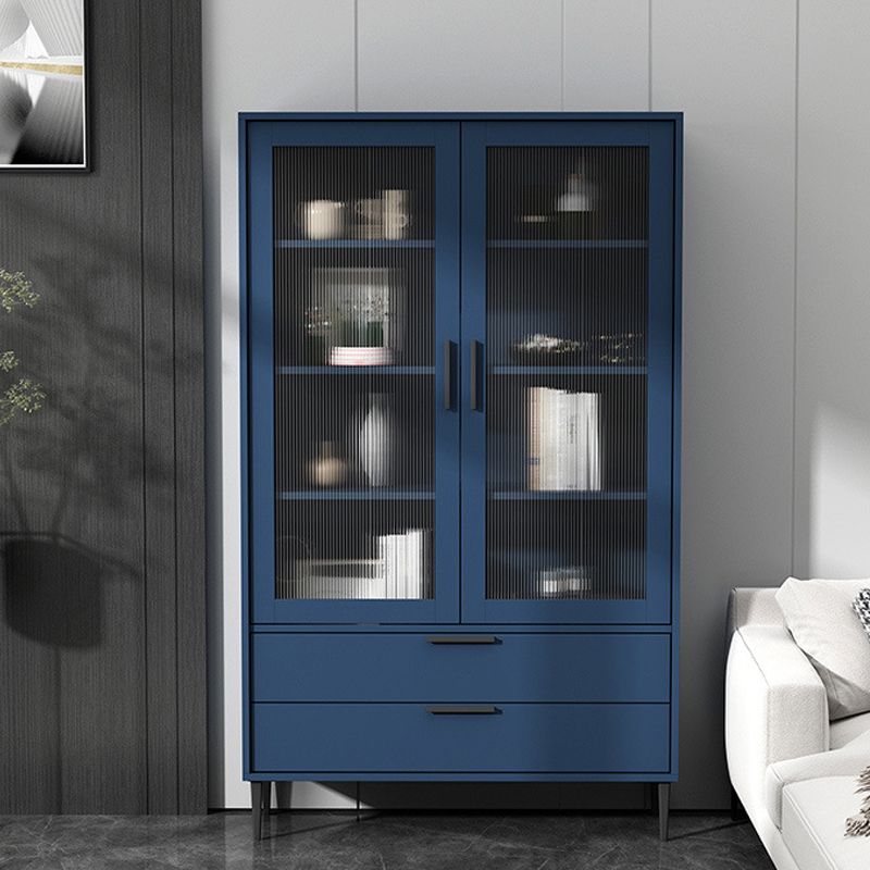 Contemporary Bar Pulls Accent Chest in White/ Blue/ Green with Steel Legs