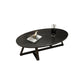 Table basse ovale en marbre en fausse en marbre avec dessus noir / gris / blanc