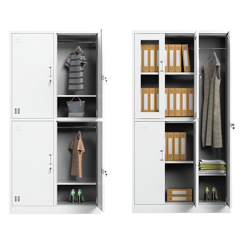 Gabinete de acero blanco con puertas con bisagras gabinete de almacenamiento moderno