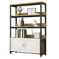 Metal Engineered Wood Shelf Bookcase Modern Home Open Book Shelf with 2 Doors