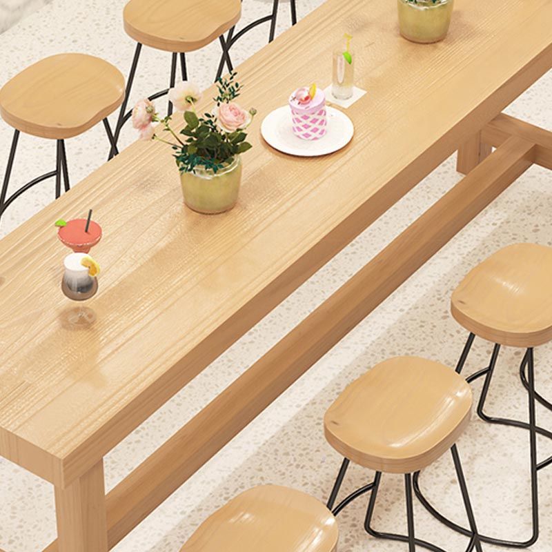 Juego de mesa y taburete rectangulares modernos, juego de mesa de bar de madera maciza de 1/2/6/11 piezas en color natural