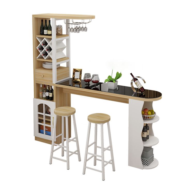 Modern Glass Bar Table Wood Base with Wine Cabinet for Living Room Clearhalo 'Bar Furniture' 'Bar Tables' 'bar_tables' 'furn' 'furn_bar_tables' 'Furniture' 'Kitchen & Dining Furniture' 1200x1200_e6e1bbca-24e5-4a99-a6a8-c53037a916e4