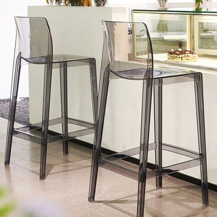 Contemporary Acrylic Armless Low Back Bar Stool with Footrest