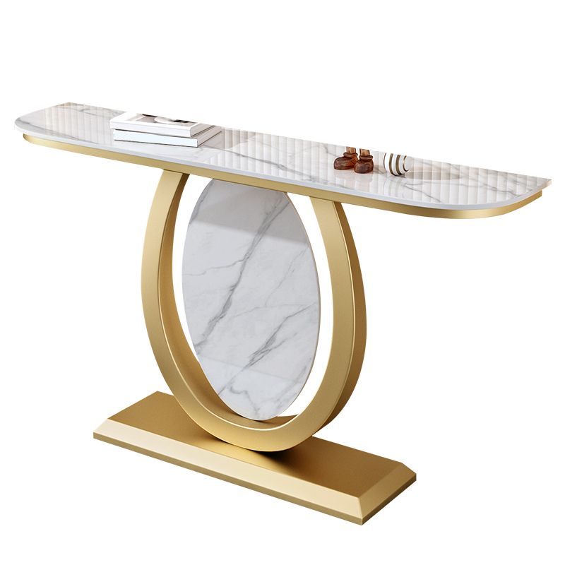 12 inch Wide Glam Console Table Half Moon Stone Accent Table with Legs Clearhalo 'Console Tables' 'console_tables' 'Entry & Mudroom Furniture' 'furn' 'furn_console_tables' 'Furniture' 1200x1200_e6e30f18-5935-4f60-9bbe-62eb6773bed3