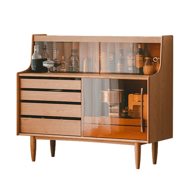 Portes en verre de style moderne Table buffet en bois massif avec 5 tirages