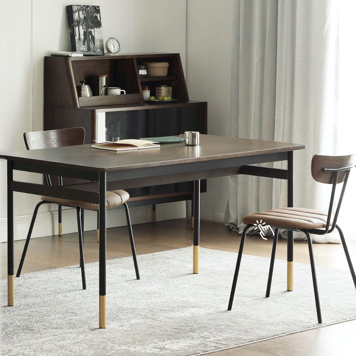 Modern Style Solid Wood Dining Set with Brown Table and 4 Metal Legs Base for Home Use Clearhalo 'Dining Room Sets' 'Dining Tables & Seating' 'dining_room_set' 'furn' 'furn_dining_room_set' 'Furniture' 'furniture_dining_room_set' 'Kitchen & Dining Furniture' 'kitchen&dining_furn' 'kitchen' 1200x1200_e6e43baa-664d-44c7-8317-6cb18f7dad10