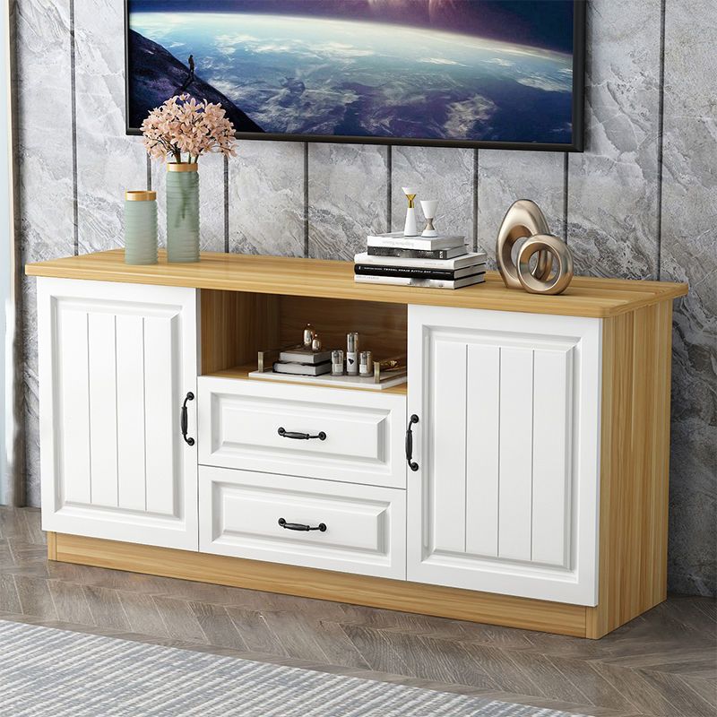 Mueble para TV de 2 puertas de madera estilo escandinavo Consola para TV con estante