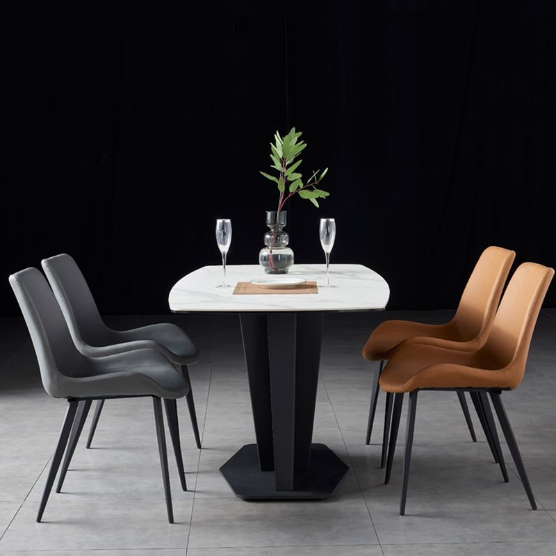 Minimalist Style Leather Dining Chairs Solid Back Arm Chair for Home Use Clearhalo ' kitchen&dining_furn' 'Dining Chairs' 'Dining Tables & Seating' 'dining_chair' 'furn' 'furn_dining_chair' 'Furniture' 'furniture_dining_chair' 'Kitchen & Dining Furniture' 'kitchen' 1200x1200_e6e5a64f-7366-4066-8d97-185295829ac3