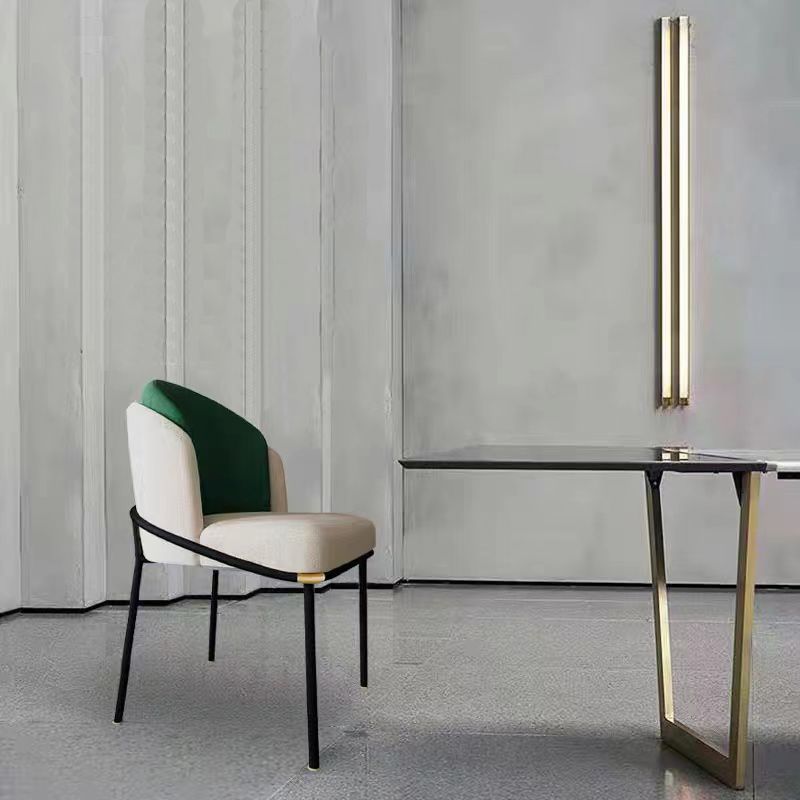 Modern Upholstered Armless Chair Fabric Dining Chair with Metal Base for Restaurant Clearhalo 'Dining Chairs' 'Dining Tables & Seating' 'dining_chair' 'furn' 'furn_dining_chair' 'Furniture' 'Kitchen & Dining Furniture' 1200x1200_e6e6b280-4ae3-462b-81a6-dc724ed0fba7