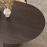 Mesa de comedor de madera maciza marrón ovalada muebles modernos con pedestal doble para oficina