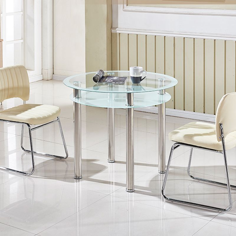Contemporary 35.4" Round Dining Table Clear Tempered Glass Table with 4 Legs Clearhalo ' dining_table' 'Dining Tables & Seating' 'Dining Tables' 'furn' 'furn_dining_table' 'Furniture' 'furniture_dining_table' 'Kitchen & Dining Furniture' 'kitchen&dining_furn' 'kitchen' 'kitchen_dining_table' 1200x1200_e6e7fa42-b13a-4854-b067-78b9e00d4932