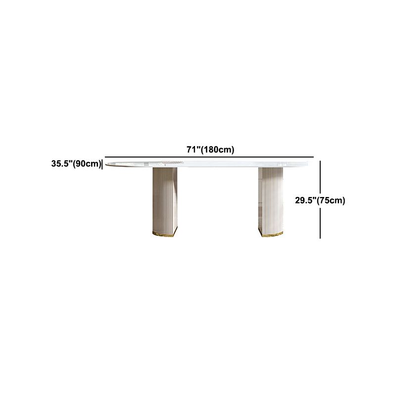 Table à manger en pierre moderne table ovale avec base de traîneau en blanc