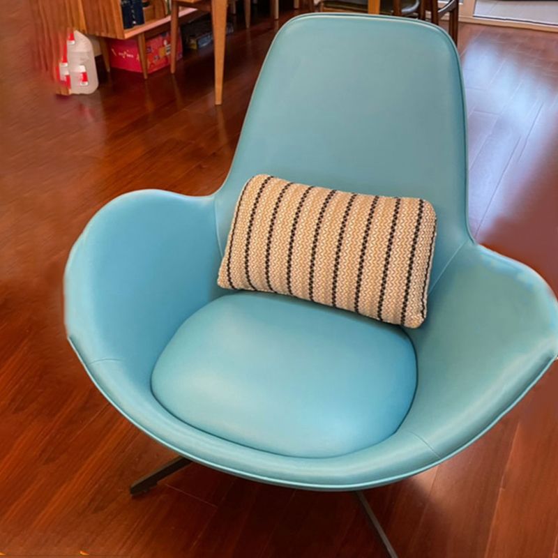 37.5"L x 37"W x 34"H Casual Eggshell Chair Faux Leather and Velvet Accent Chair Clearhalo 'Accent Chairs' 'accent_chairs' 'Chairs & Seating' 'furn' 'furn_accent_chairs' 'Furniture' 'Living Room Furniture' 1200x1200_e6e891d4-da1a-4ec7-bfac-5d3980074386