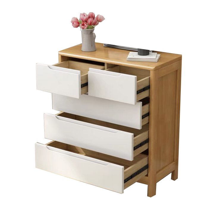 Modern rechthoekige kist uit het midden van de eeuw met laden en benen in massief hout