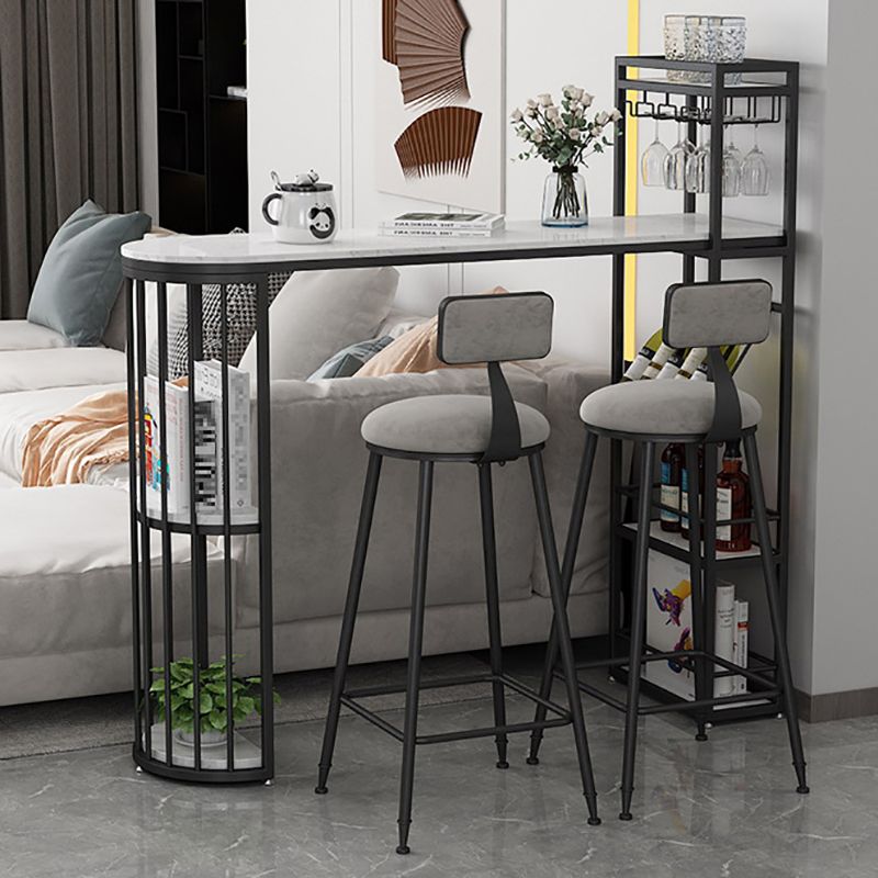 Nordic Bar Table 42-inch Height Artificial Marble Top and Iron Pedestal Pub Table Clearhalo 'Bar Furniture' 'Bar Tables' 'bar_tables' 'furn' 'furn_bar_tables' 'Furniture' 'furniture_bar_tables' 'Kitchen & Dining Furniture' 1200x1200_e6ec9e5b-00c3-4311-ba8c-7a774729691d