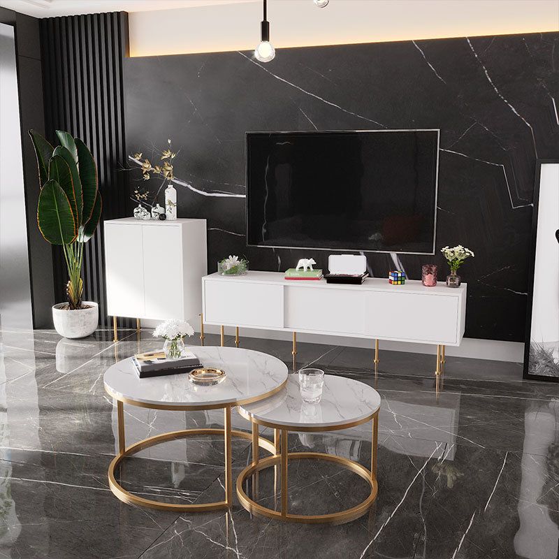 Glam TV Media Stand 16" W Enclosed Storage TV Stand Console with Cabinet Clearhalo 'furn' 'furn_tv_stands_entertainment_centers' 'Furniture' 'Living Room Furniture' 'TV Stands & Entertainment Centers' 'TV Stands & Media Storage Furniture' 'tv_stands_entertainment_centers' 1200x1200_e6ecebe5-d096-443c-b960-e2b5e195f655