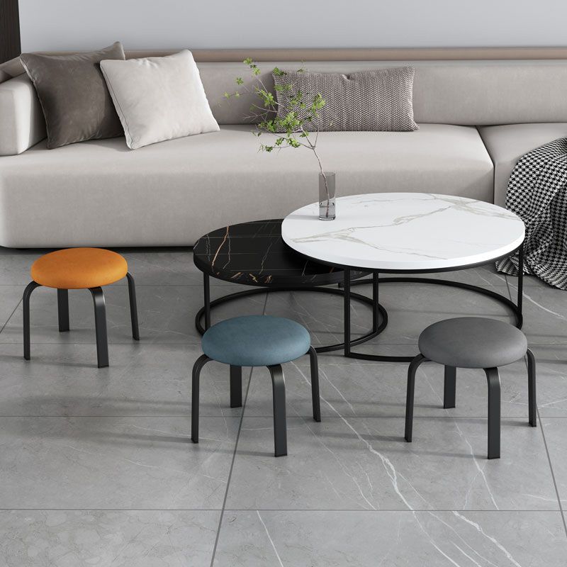 Black Modern Standard Pure Color Water Resistant Round Indoor Standard Clearhalo 'furn' 'furn_ottomans_poufs' 'Furniture' 'Living Room Furniture' 'Ottomans & Poufs' 'ottomans_poufs' 1200x1200_e6edac00-7b2b-4717-a0bc-fa010b005e31