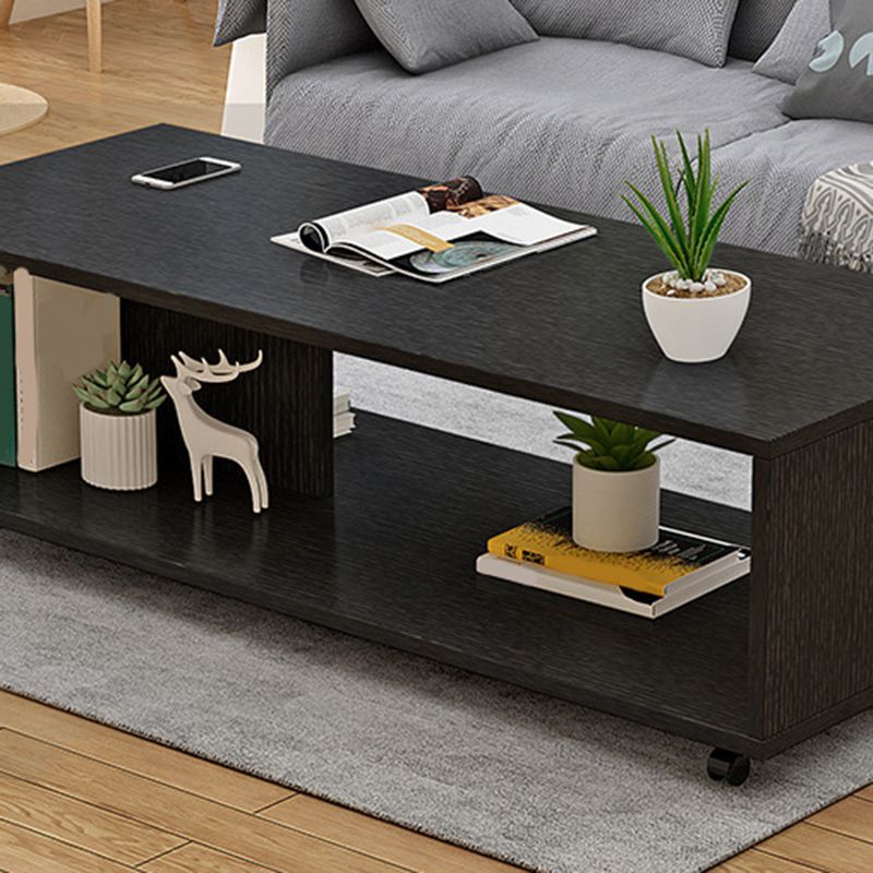 Rectangular 1 - Shelf Coffee Table with Casters Contemporary 15" H 1 Single Cocktail Table Clearhalo 'Coffee & Accent Tables' 'Coffee Tables' 'coffee_tables' 'furn' 'furn_coffee_tables' 'Furniture' 'Living Room Furniture' 1200x1200_e6eee916-db15-4673-8b46-d40b1c902da1