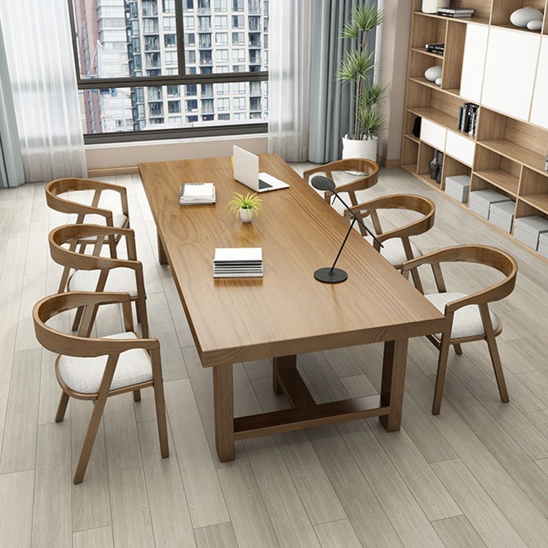 Solid Wood Rectangular Office Desk Industrial 29.53" Tall Writing Desk Clearhalo 'furn' 'furn_office_desk' 'Furniture' 'Office Desks' 'Office Furniture' 'office_desk' 1200x1200_e6efc339-814f-4c0a-9adb-1444419f1b8e