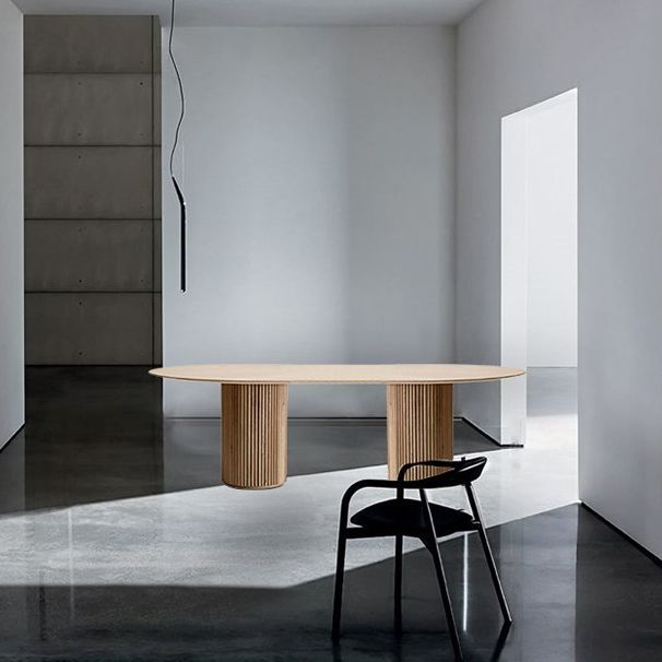 Solid Wood Contemporary Oval Indoor Table Wood Top Table for Dining Room and Kitchen Clearhalo ' dining_table' 'Dining Tables & Seating' 'Dining Tables' 'furn' 'furn_dining_table' 'Furniture' 'furniture_dining_table' 'Kitchen & Dining Furniture' 'kitchen&dining_furn' 'kitchen' 'kitchen_dining_table' 1200x1200_e6f1fb75-b9b1-414d-aa5d-c8872c8c2530