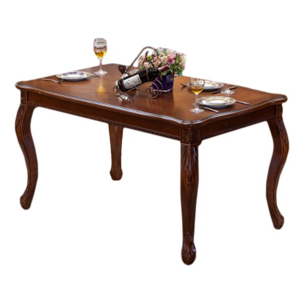 Rectangle Mid-Century Dining Table Brown Tone Fixed Table with Oakwood Solid Wood Clearhalo ' dining_table' 'Dining Tables & Seating' 'Dining Tables' 'furn' 'furn_dining_table' 'Furniture' 'furniture_dining_table' 'Kitchen & Dining Furniture' 'kitchen&dining_furn' 'kitchen' 'kitchen_dining_table' 1200x1200_e6f28aaf-ad80-4834-8fb9-38f653c39bdc