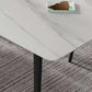 Metal Contemporary Rectangle Dining Table White Sintered Stone Top Table for Dining Room