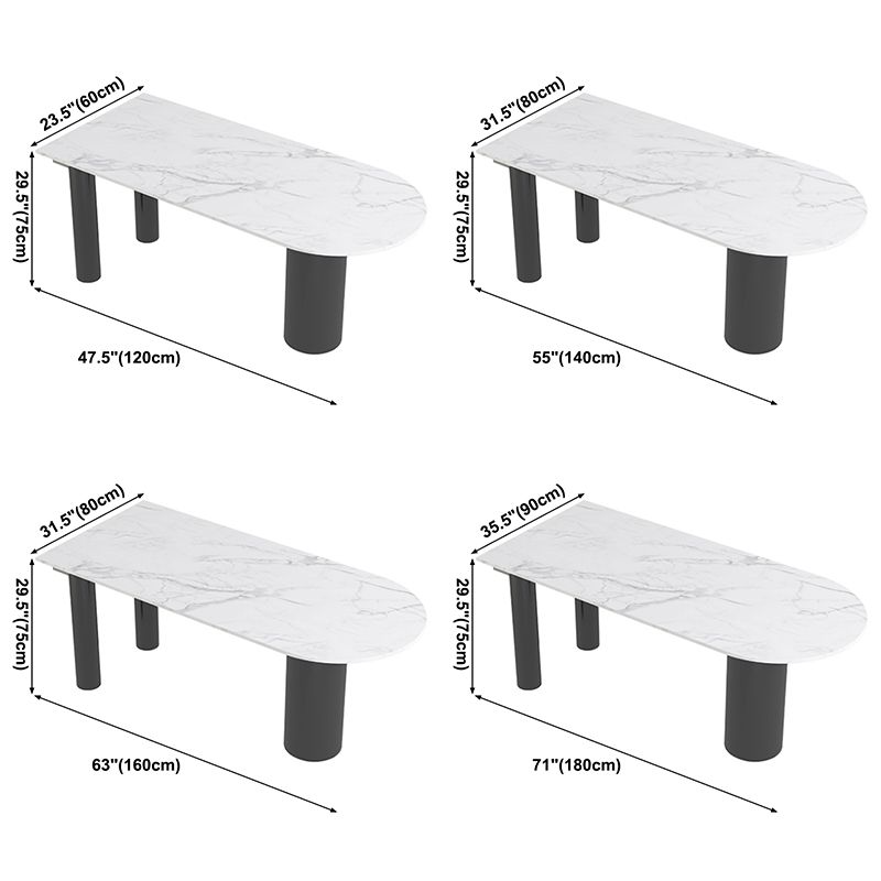 Contemporary Dining Table Sintered Stone Table with 3 Black Legs for Dining Clearhalo ' dining_table' 'Dining Tables & Seating' 'Dining Tables' 'Furniture' 'furniture_dining_table' 'Kitchen & Dining Furniture' 'kitchen&dining_furn' 'kitchen' 'kitchen_dining_table' 1200x1200_e6f4ce4a-52cf-4459-be57-1f99c1f2fcbc