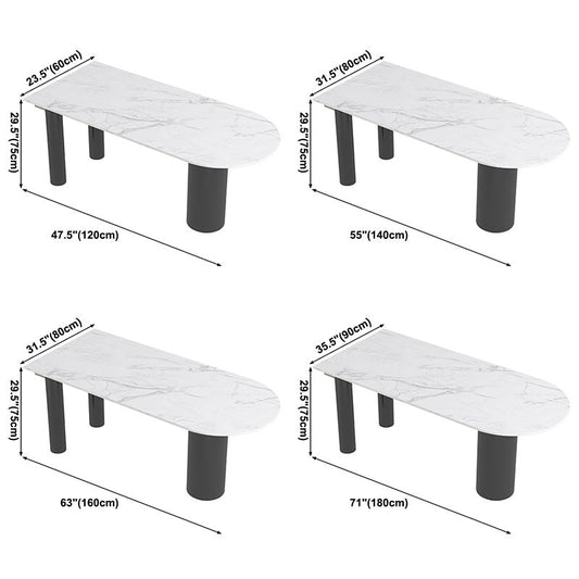 Contemporary Dining Table Sintered Stone Table with 3 Black Legs for Dining