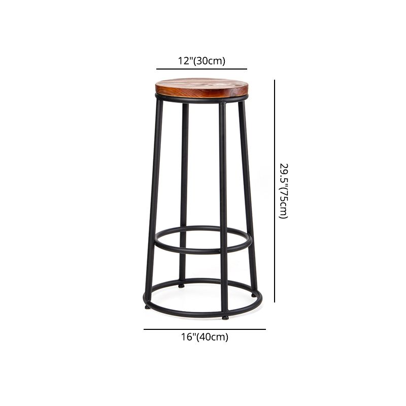 Industrial Armless Barstools Wooden Round Seat Counter Height Stools in Black Clearhalo 'Bar Furniture' 'Bar Stools' 'bar_stools' 'furniture_bar_stools' 'Kitchen & Dining Furniture' 'kitchen&dining_furn' 'kitchen' 'kitchen_furn' Furniture' 1200x1200_e6f5bda7-f71a-4895-bafe-ac4bccee027c