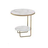 Scaffale per accento il divano in vetro e pietra rotondo e tavolo da tavolo incluso tavolo da estremità - Dia 19.69 "