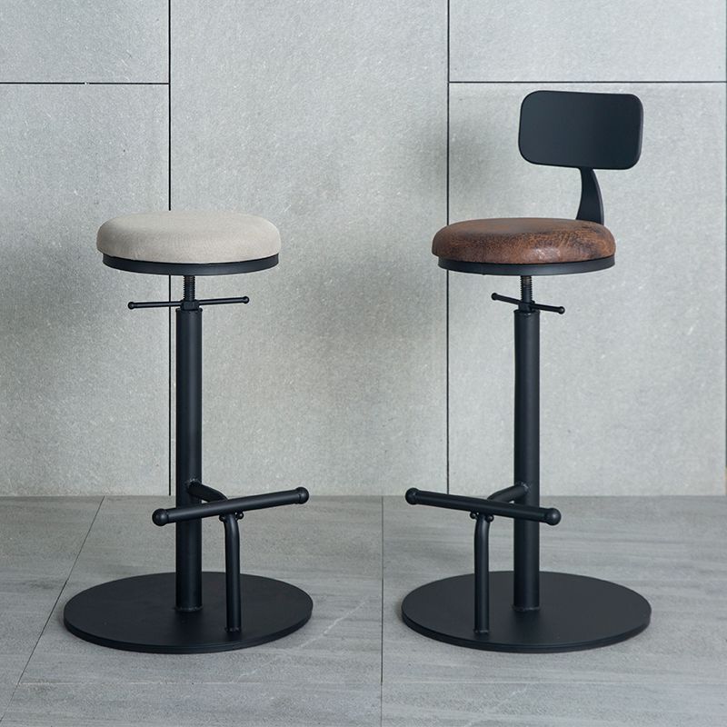 Industrial Adjustable Height Swivel Bar Stool Black Footrest Home Stool Clearhalo 'Bar Furniture' 'Bar Stools' 'bar_stools' 'furn' 'furn_bar_stools' 'Furniture' 'furniture_bar_stools' 'Kitchen & Dining Furniture' 1200x1200_e6f68cf0-b4c7-4cc7-b60b-b929690fdba7