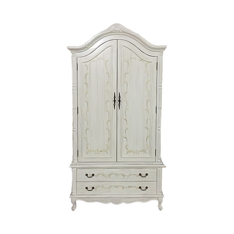 Armoire en bois fini mate avec armoire de rangement côtière à tige de vêtements avec portes à charnière