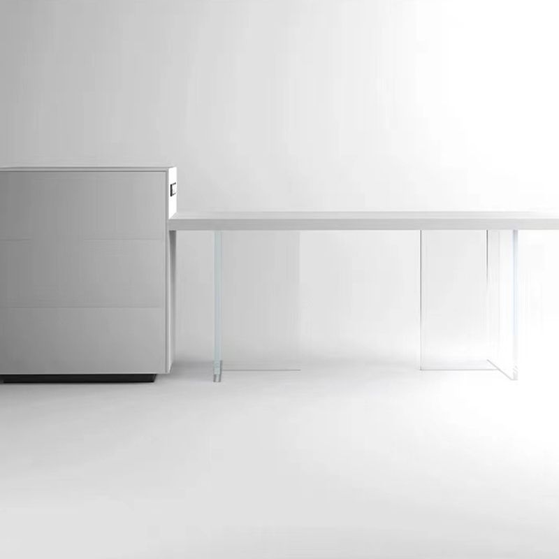 Rectangle Wood Top Dining Table Acrylic Base Modern Dining Table for Living Room Clearhalo 'Dining Tables & Seating' 'Dining Tables' 'dining_table' 'furn' 'furn_dining_table' 'Furniture' 'furniture_dining_table' 'Kitchen & Dining Furniture' 'kitchen' 'kitchen_dining_table' 1200x1200_e6f9be6d-40b8-4d1e-95ea-4b0b1e98ab53