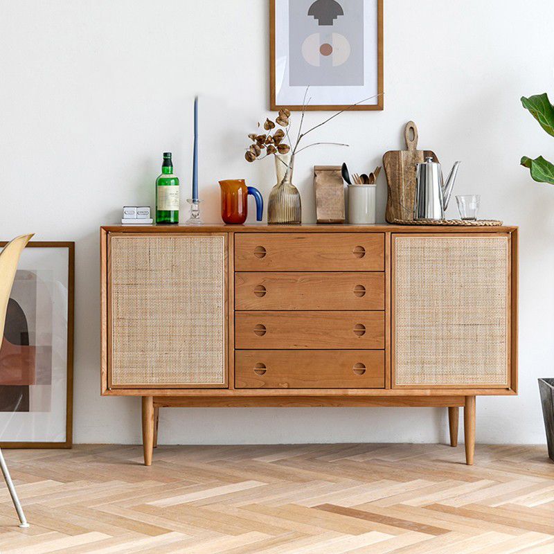 Mobile sideboard della porta della rattan contemporanea con archiviazione per uso domestico