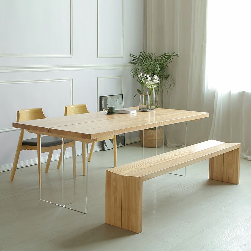 Contemporary Rectangle Wood Standard Height Table Double Pedestal Dining Table Clearhalo ' dining_table' 'Dining Tables & Seating' 'Dining Tables' 'furn' 'furn_dining_table' 'Furniture' 'furniture_dining_table' 'Kitchen & Dining Furniture' 'kitchen&dining_furn' 'kitchen' 'kitchen_dining_table' 1200x1200_e6fbda90-6c73-430c-b5c7-3c7aa7f9aa5a