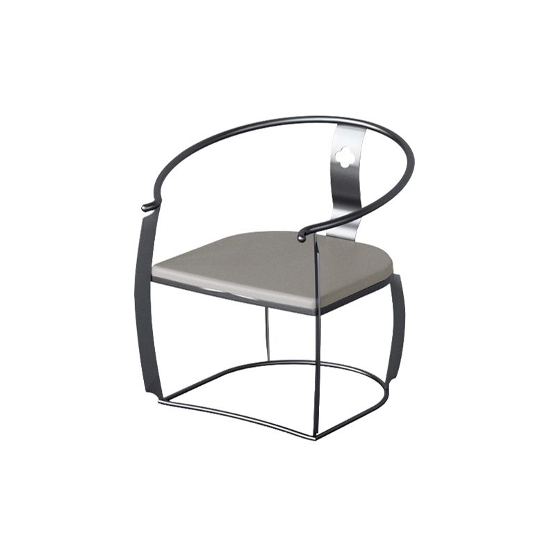 Glam Style Dining Chair Upholstered Arm Chair with Metal Base Clearhalo 'Dining Chairs' 'Dining Tables & Seating' 'dining_chair' 'furn' 'furn_dining_chair' 'Furniture' 'Kitchen & Dining Furniture' 1200x1200_e6fbf3aa-7e94-4baa-8bbe-23723464d2d6