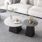 Table basse sur piédestal en acier moderne, ensemble de table ronde en ardoise