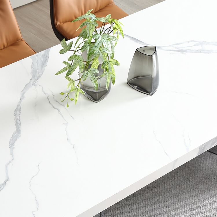 Modern 1/4/5/7 stukken eetkamerstoelen rechthoekige steenmeubels in wit gezet