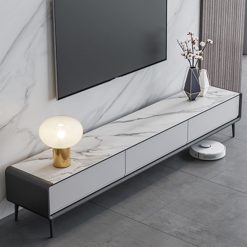 Modern Stone TV Media Stand 16" W Enclosed Storage TV Stand Console with Drawers Clearhalo 'furn' 'furn_tv_stands_entertainment_centers' 'Furniture' 'Living Room Furniture' 'TV Stands & Entertainment Centers' 'TV Stands & Media Storage Furniture' 'tv_stands_entertainment_centers' 1200x1200_e6fd1848-d084-483f-bacf-572e24957aa7