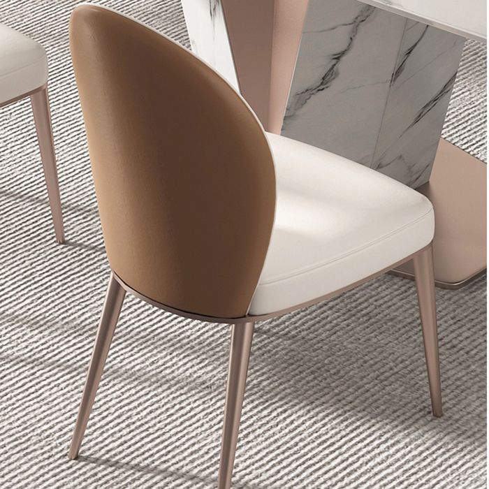 Nordic Style Side Chair Faux Leather Kitchen Dining Chair with Metal Base
