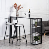 Contemporary Bar Table Set 1/3 Pcs Faux Marble Bar Table and Armless Stools