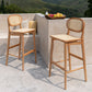 Contemporary Ash Wood Bar Stools Indoor Rattan Low Back Stool