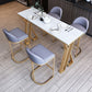 Ensemble de Table de Bar en pierre blanche, 1/5 pièces, Table de Bar et tabourets en métal doré