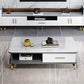 Modernism Rectangular Glass Top Coffee Table 1-Shelf 2-Drawer Cocktail Table Clearhalo 'Coffee & Accent Tables' 'Coffee Tables' 'coffee_tables' 'furn' 'furn_coffee_tables' 'Furniture' 'Living Room Furniture' 1200x1200_e7015083-c014-4b59-8ea6-9794f576e933